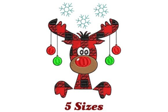 Buffalo Plaid Reindeer: A Festive Embroidery Design