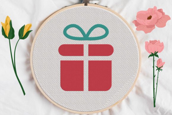 Charming Christmas Gift Box Embroidery