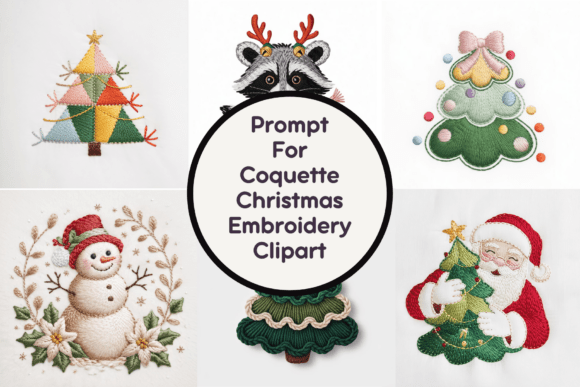 Charming Coquette Christmas Embroidery Clipart