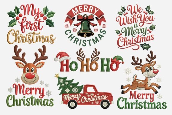 Charming Embroidery Merry Christmas Bundle