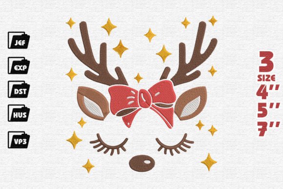 Charming Reindeer Face for Christmas Apparel