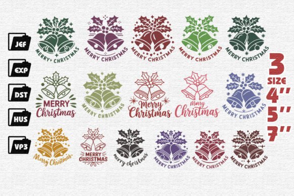 Charming Set of 15 Merry Christmas Embroidery