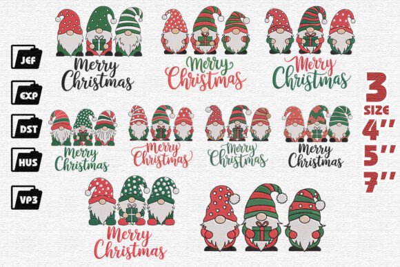 Charming Set of 9 Cute Christmas Gnomes