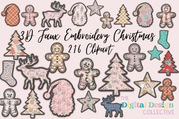 Christmas Faux Embroidery Patch Clipart Review