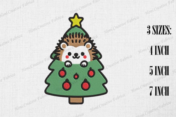 Cute Hedgehog Peeking from Xmas Tree Design Review