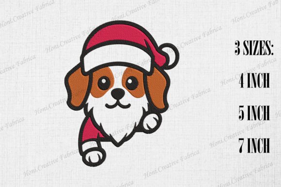 Cute Santa Dog Peeking: A Charming Embroidery Design