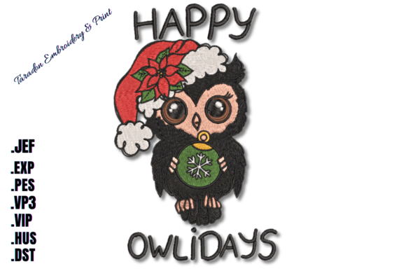 Festive Charm: Happy Owlidays Embroidery
