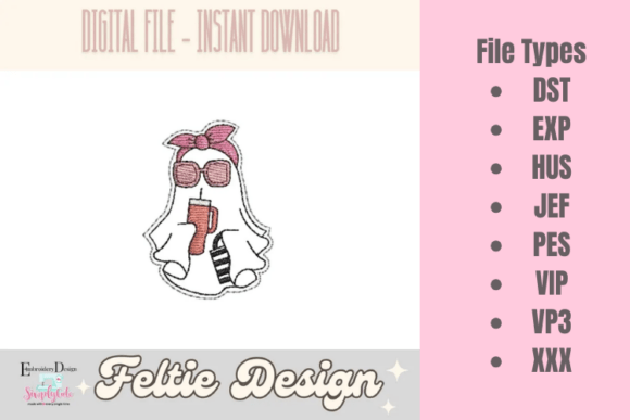Ghost with Bow ITH Feltie: Apparel Design Review
