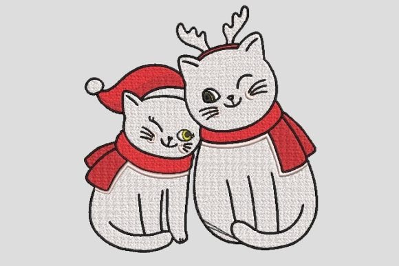 Happy Christmas Couple White Cats Design Review