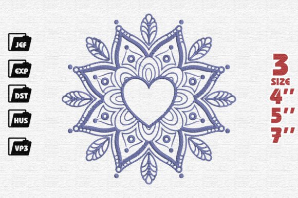 Heart Snowflake Embroidery: A Charming Winter Motif