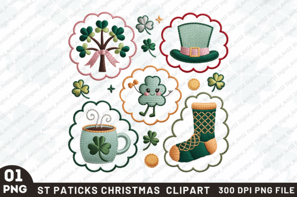 St. Patrick Christmas Embroidery Clipart Review
