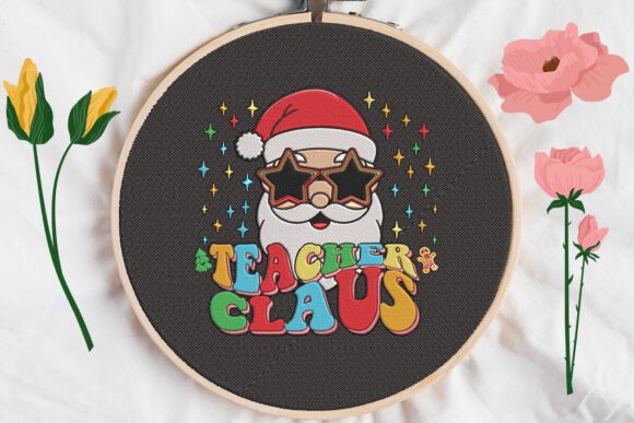 Teacher Claus Christmas: A Festive Embroidery Delight